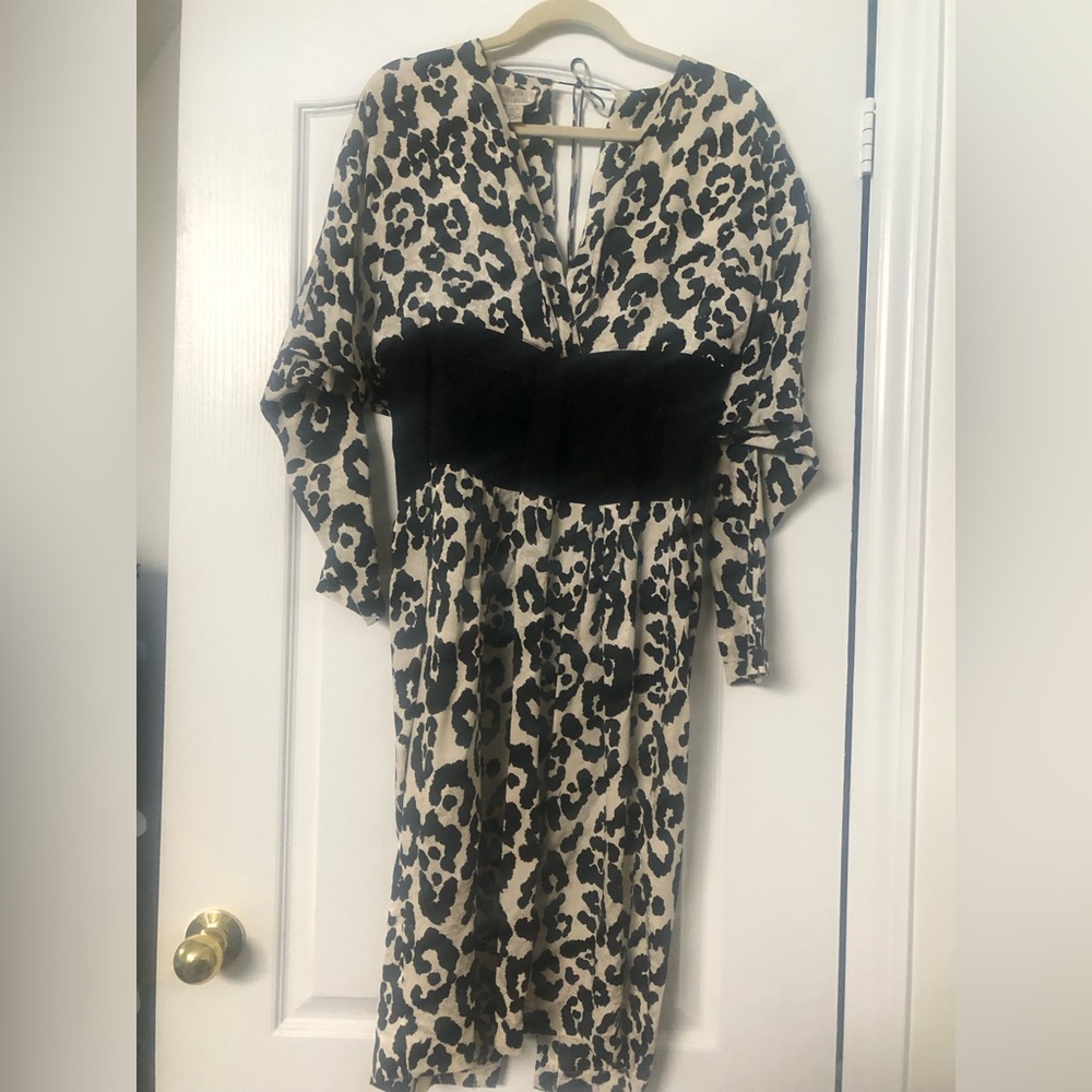 100 % Silk and suede leopard retro dress